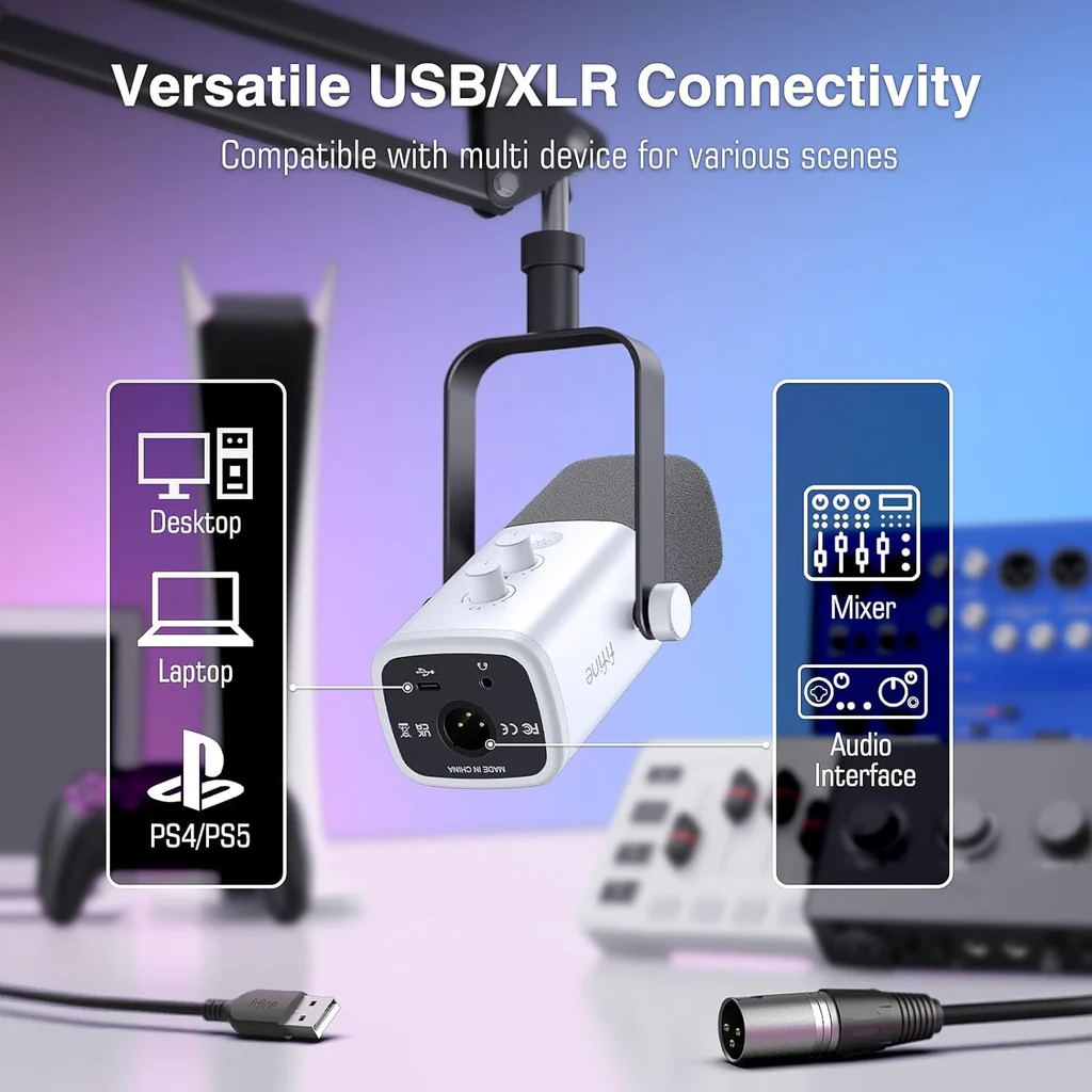Fifine Ampligame AM8 RGB USB, XLR Dynamic Mic With Touch-mute Fifine Ampligame AM8 RGB USB, XLR Dynamic Mic With Touch-mute
